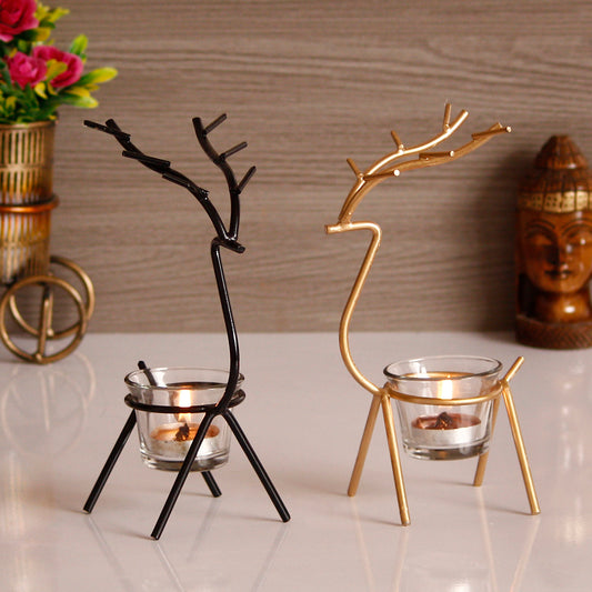 Metal Deer Light Holders - Set of 2