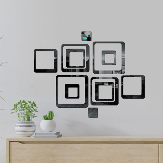 3D Acrylic Mirror Wall Stickers - 12 Piece Black