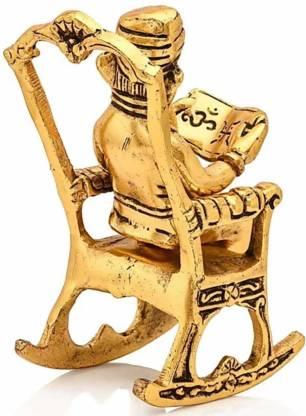 XENOBUY Golden Lord Ganesha Reading Ramayan Statue - 17cm
