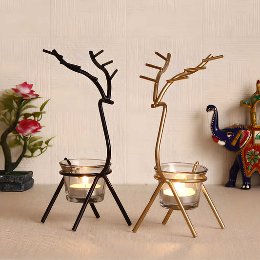 Metal Deer Light Holders - Set of 2