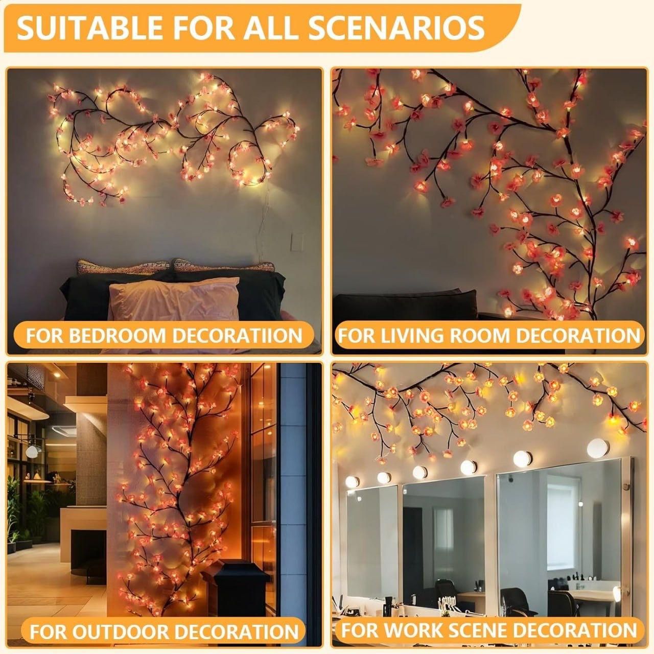 XENOBUY Cherry LED Tree Branch Lights - Decorative Wall Lights