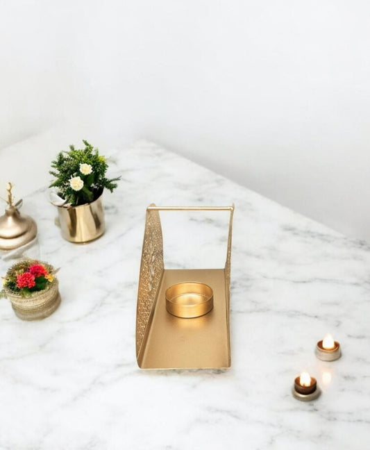 XENOBUY Tea Light Ganesh Half Round - Golden Candle Holder