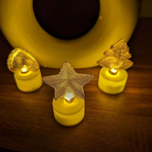 XENOBUY Golden Net LED Tealight Lanterns Star - 6 Pcs Set