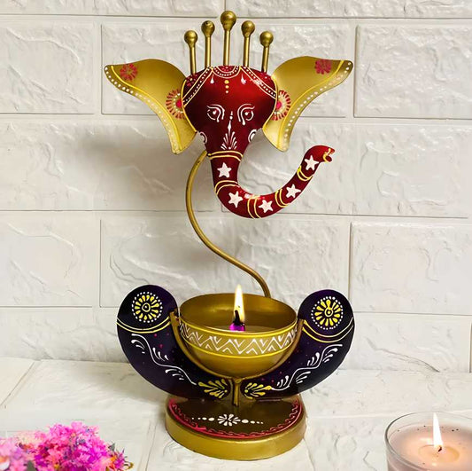 XENOBUY Ganesha Tealight Candle Holder - Metal Spiritual Decor