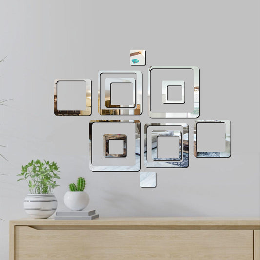 3D Acrylic Mirror Wall Stickers - 12 Piece Silver